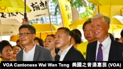 和平佔中三名發起人陳健民（左起）、戴耀廷、朱耀明 (攝影﹕美國之音湯惠芸)