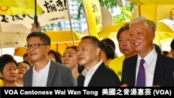 和平佔中三名發起人陳健民（左起）、戴耀廷、朱耀明 (攝影﹕美國之音湯惠芸)