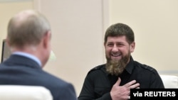 Глава Чечни Рамзан Кадыров на встрече с президентом РФ Владимиром Путиным в подмосковной резиденции. 31 августа 2019 г.