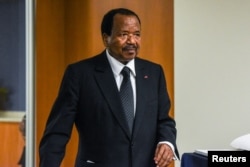 FILE - Cameroon's President Paul Biya is seen at the 72nd United Nations General Assembly at U.N. headquarters in New York, Sept. 22, 2017.