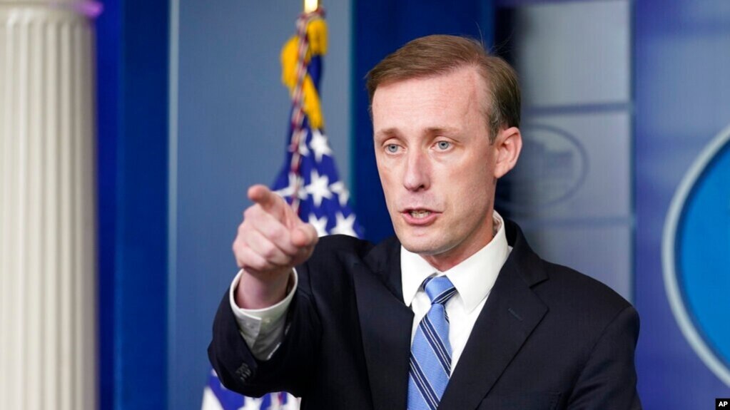 White House national security adviser Jake Sullivan speaks during the daily briefing at the White House in Washington, Aug. 23, 2021. 