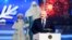 Belarusian President Alexander Lukashenko attends a children's charity event  in Minsk on Dec. 28, 2023. Lukashenko also met with children taken from Russia-occupied areas of Ukraine. (Belarusian Presidential Press Service via AP)