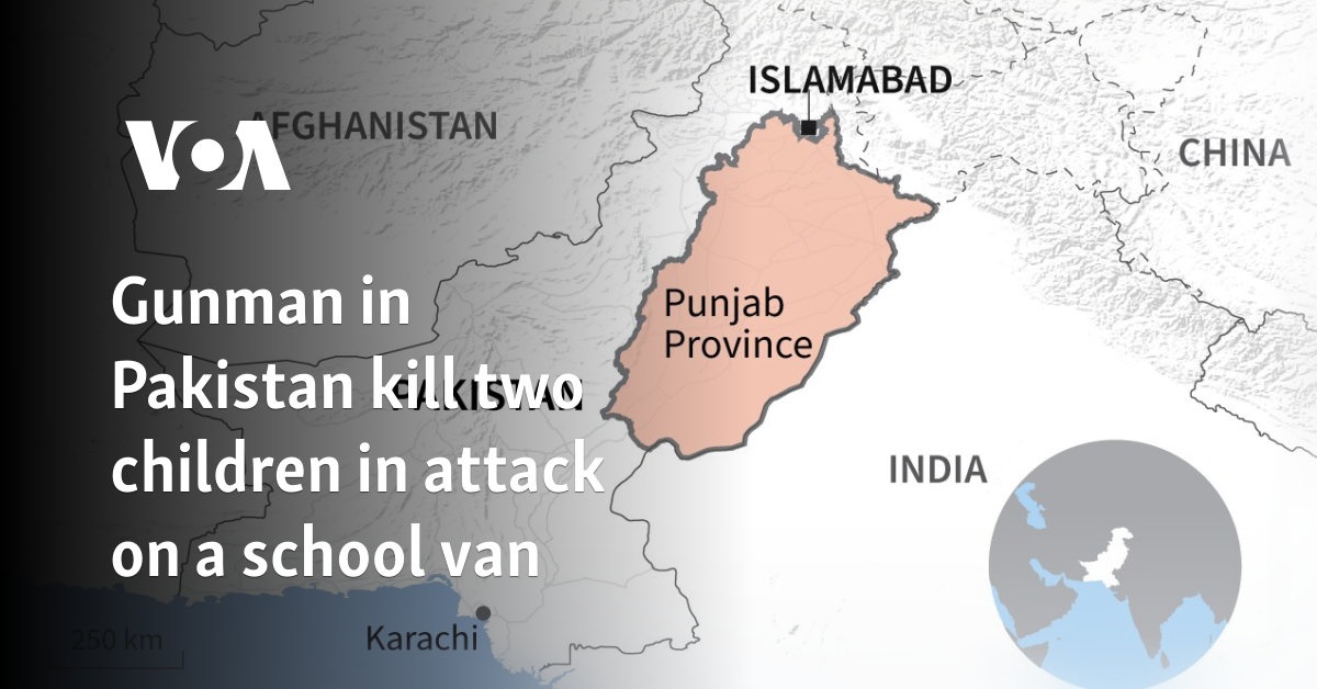 Gunman in Pakistan kill two children in attack on a school van