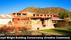 Frank Lloyd Wright's Taliesin West building in Scottsdale, Arizona. The house was the architect's winter home and studio. 