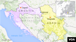 Map of Serbia and Croatia
