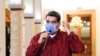 VENEZUELA -- Venezuelan President Nicolas Maduro wearing a face mask while speaking during a televised announcement over the global COVID-19 coronavirus pandemic, in Caracas, March 13, 2020.