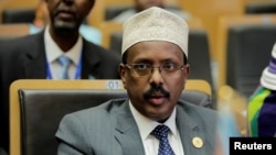 FILE - Somalia's President Mohamed Abdullahi Mohamed, pictured in Addis Ababa in January 2018, has called for the lifting of U.N. sanctions against Eritrea.
