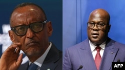 Prezida Paul Kagame w'u Rwanda na Felix Tshisekedi wa Kongo