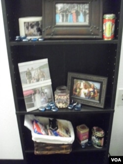 Photos on the bookshelf