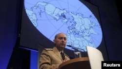 NATO Supreme Allied Commander Europe (SACEUR) U.S. Navy Admiral James Stavridis delivers a speech before a panel discussion in Berlin January 24, 2012. 