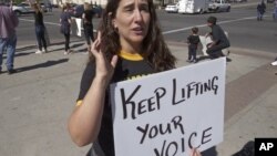 Shireen Ghorbani, a Democratic candidate for U.S. House in Utah, attends a rally protesting U.S. Supreme Court nominee Brett Kavanaugh, in Salt Lake City. Ghorbani recently went public with her sexual assault as an 8-year-old, Sept. 28, 2018.