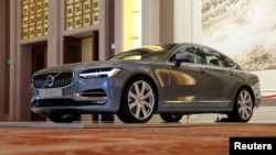 A Volvo S90 is displayed at a panel discussion about self-driving cars at Diaoyutai State Guesthouse in Beijing, China, April 7, 2016. 