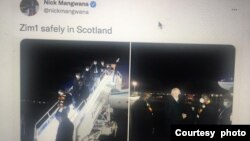 President Emmerson Mnangagwa arriving in Glasgow Sunday evening. (Photo: Nick Mangwana/Twitter Page)