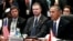 U.S. President Barack Obama, right, delivers remarks at the US-ASEAN meeting at the ASEAN Summit in Kuala Lumpur, Malaysia, Nov. 21, 2015. 