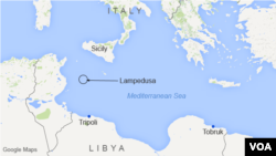 Sicilia, Lampedusa, dan pesisir Libya, di Mediterania.