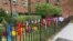 Photo by: STRF/STAR MAX/IPx 2020 11/5/20 Ribbons are put up in advance of Veteran's Day in Stuyvesant Town in New York City.