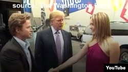 华盛顿邮报得到的视频的截图，图上有川普和她谈论的女人