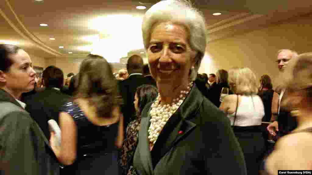 International Monetary Fund managing director Christine Lagarde heads to a reception at the annual White House Correspondents' Association dinner at the Washington Hilton in Washington, April 30, 2016.