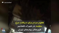 هجوم مردم برای دریافت مرغ منجمد در شهرک قلعه میر شهرستان بهارستان تهران