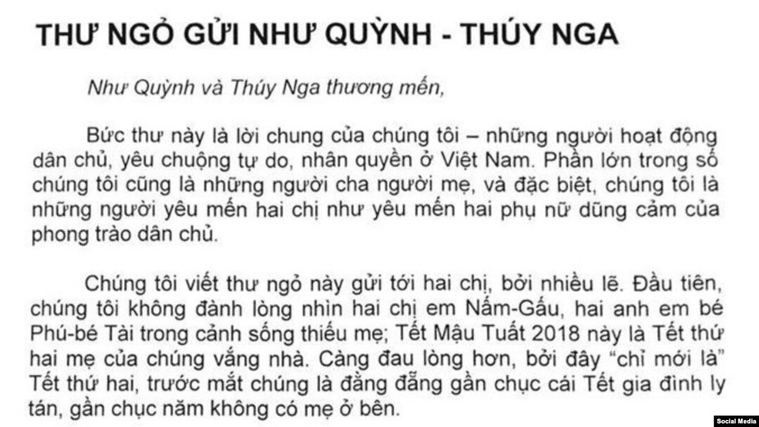 Phần đầu của bức thư ngỏ (Facebook Trần Kim Tiến)