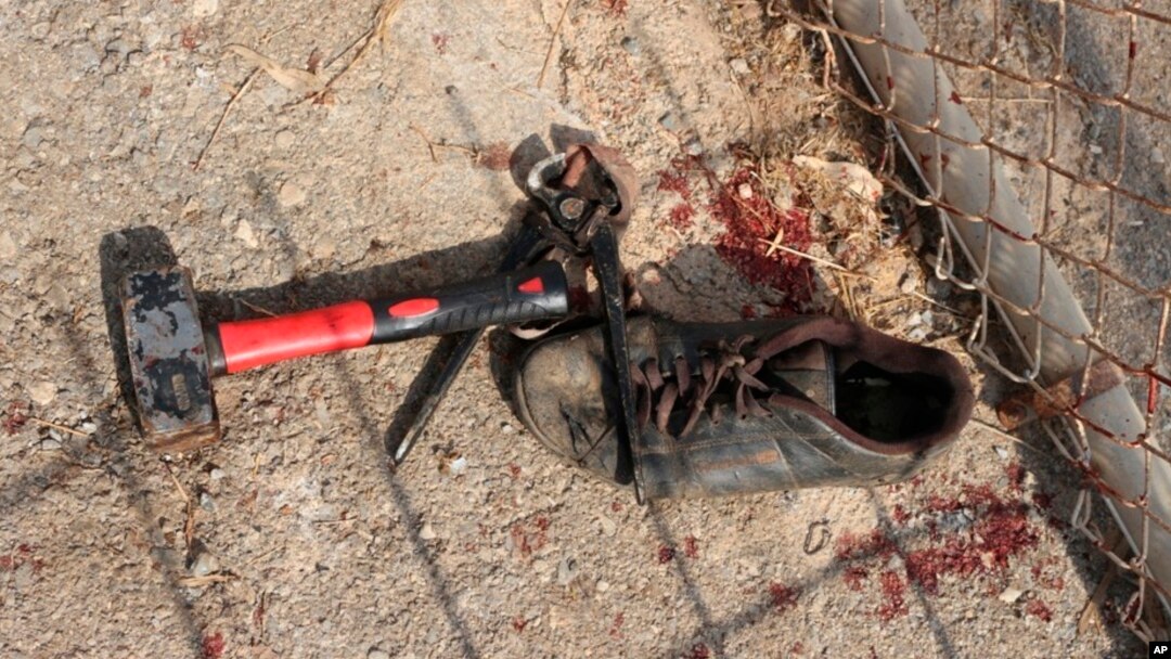 Image released by the Spanish Guardia Civil, Aug. 22, 2018, shows items used by alleged migrants after they stormed a fence to enter the Spanish enclave of Ceuta, Spain.