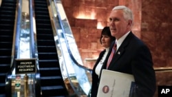 Vice President-elect Mike Pence and his wife Karen arrives at Trump Tower, Nov. 15, 2016, in New York.