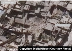 Damage assessment - destroyed homes in Al-Qasileh District of Aleppo, Syria. (Satellite Image produced by UNITAR-UNOSAT)