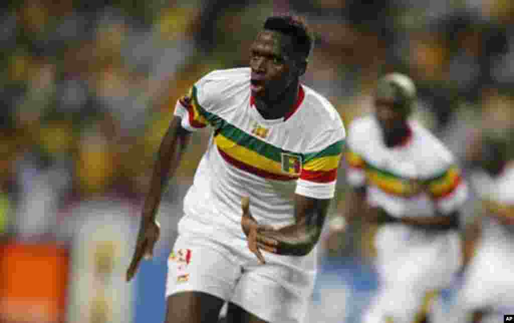 Mali's Cheick Tidiane Diabate celebrates his goal against Gabon during their quarter-final match of the 2012 African Cup of Nations football tournament at the Stade De L'Amitie Stadium in Gabon's capital Libreville February 5, 2012.