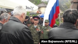 Bosnia-Herzegovina - Russian volonteers who were members of serbian forces in Bosnia And Herzegovina during 1992-1995 war in Bosnia (Army of The Republic of Srpska) marked The Day of russian volonteers, Visegrad, eastern Bosnia, 12Apr2019