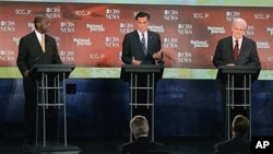Herman Cain, Mitt Romney i Newt Gingrich na posljednjoj TV debati