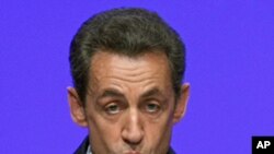 France's President Nicolas Sarkozy speaking in Toulon, Dec. 1, 2011.