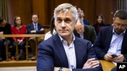 Founder of the Baring Vostok investment fund Michael Calvey sits in a court room in Moscow, Russia, Feb. 10, 2020.