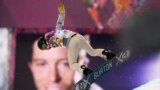 Shaun White of the U.S. performs a jump near a picture of himself during the men&#39;s snowboard halfpipe qualification round at the&nbsp;Rosa Khutor Extreme Park, Krasnaya Polyana, Russia,&nbsp;Feb. 11, 2014.&nbsp;
