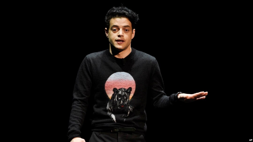 El actor Rami Malek, quien interpreta al cantante Freddy Mercury en la película "Bohemian Rhapsody", durante una discusión de la cinta en en el CinemaCon 2018. Ceasar's Palace, Las Vegas, Nevada. 26-4-18.