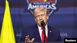 دونالد ترمپ، رییس جمهور ایالات متحده در نشست "سپر قارۀ امریکا" در میامی