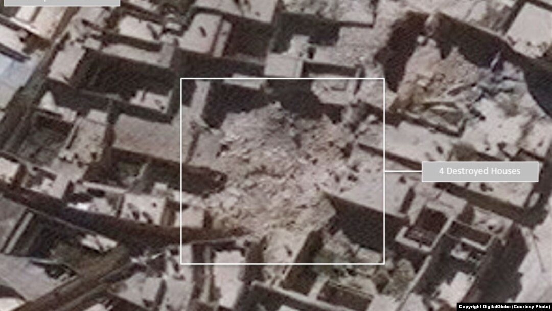Hình ảnh vệ tinh cho thấy Aleppo bị tàn phá nặng nề sau các cuộc không kích. 