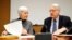 Paulo Pinheiro, Chairperson of the Commission of Inquiry on Syria, arrives with Karen Abuzayd, member of the Commission before the launch of their report on sexual and gender-based violence in Syria at the UN office in Geneva, March 15, 2018.  