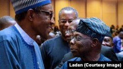 Buhari,hagu da Obasanjo, dama