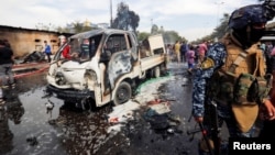 Serangan bom mobil di Sadr City, Baghdad, Irak hari Kamis (15/4). 