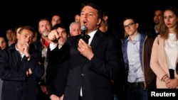 Italy's former Prime Minister Matteo Renzi speaks at the Democratic Party (PD) headquarters in Rome, April 30, 2017. 