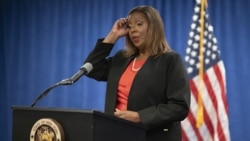 Letitia James, prend la parole lors d'une conférence de presse concernant une enquête qui a révélé que le gouverneur de New York, Andrew Cuomo, avait harcelé sexuellement plusieurs femmes, le 3 août, 2021, New York, États-Unis,