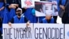 2020年10月1日美国维吾尔协会成员从华盛顿国会山游行后在白宫前集会，支持众议院通过的《防止强迫维吾尔人劳动法》