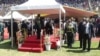 President Mugabe seen at the National Sports Stadium in Harare on Monday.