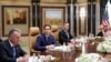 (L to R) US Middle East envoy Steve Witkoff, Secretary of State Marco Rubio, and National Security Advisor Mike Waltz attend a meeting with Saudi Arabia's Foreign Minister Prince Faisal bin Farhan al-Saud and the National Security Advisor, and with the Ru