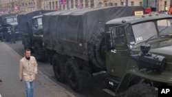 莫斯科市中心布满警察应对反对派示威