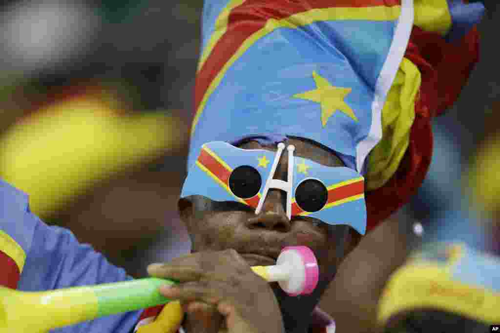 Un suporteur&nbsp;congolais, &nbsp;lors d&#39;un match au Stade de Port-Gentil, le 24 janvier 2017.