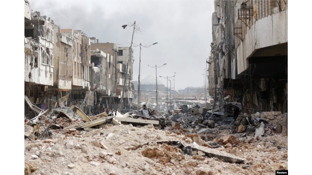 Buildings destroyed in the fighting between Iraqi forces and Islamic State militants in the Old City of Mosul, Iraq, July 7, 2017. The U.N. predicts it will cost more than $1 billion to repair basic infrastructure in Mosul.