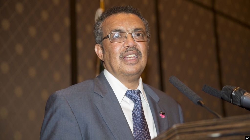FILE - Former Ethiopian health minister, Tedros Adhanom Ghebreyesus, seen here speaking in Geneva, Switzerland, May 24, 2016, if elected, would be the first African to lead the World Health Organization.