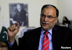 Ahsan Iqbal Pakistan's Interior Minister speaks with a Reuters correspondent during an interview in Islamabad, June 12, 2017.