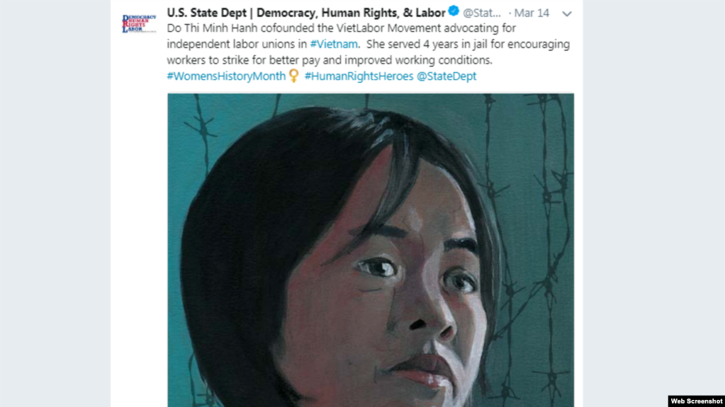 Trang Twitter của Phòng Dân chủ, Nhân quyền, và Lao động của Bộ Ngoại giao Hoa Kỳ (Twitter US DOS DRL)